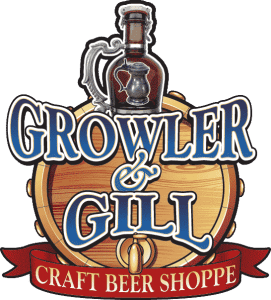 The logo for growler & gill craft beer shoppe.