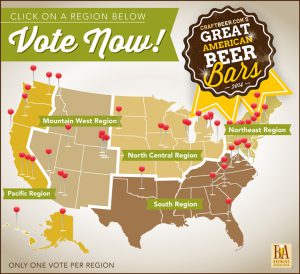 A map of the great beer bars in the united states.