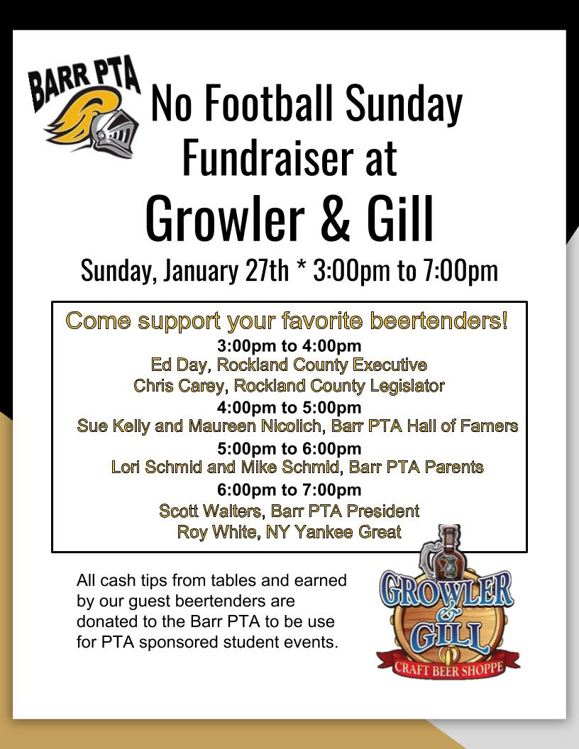 No Football Sunday Fundraiser - Growler & Gill