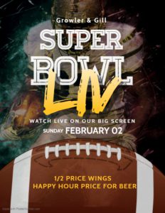 A super bowl lv flyer with an image of a football.